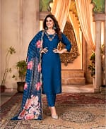 Navy Blue Thread Work Designer Co-ord Set