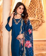 Navy Blue Thread Work Designer Co-ord Set