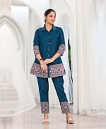 Navy Blue Thread Work Designer Co-ord Set