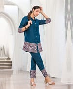 Navy Blue Thread Work Designer Co-ord Set