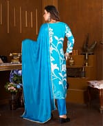 Printed Muslin Blue Color Suit