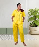 Swiss Cotton Designer Yellow Poster Nightwear