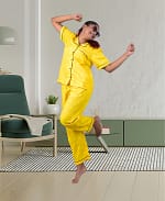 Swiss Cotton Designer Yellow Poster Nightwear