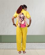 Swiss Cotton Designer Yellow Poster Nightwear
