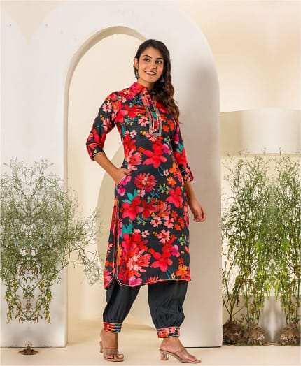 Muslin Afghani Printed Set