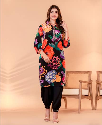 Muslin Silk Afghani Printed Co-ord Set