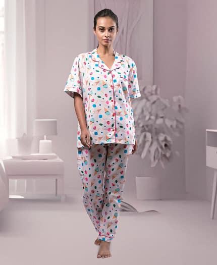 Swiss Cotton Ice Cream Printed Nightwear