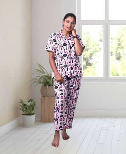Swiss Cotton Makeup n Wakeup Designer Nightwear