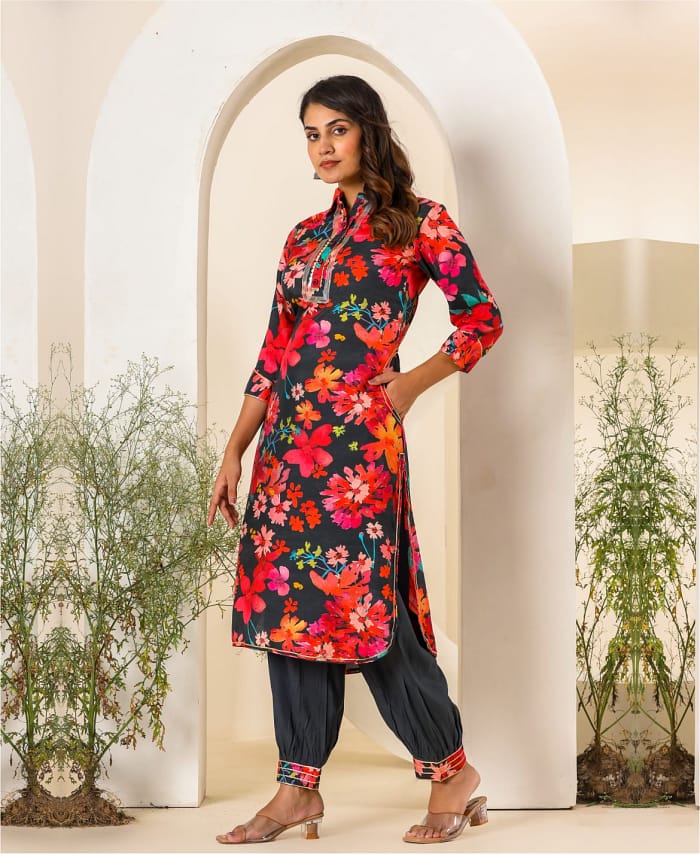 Muslin Afghani Printed Set