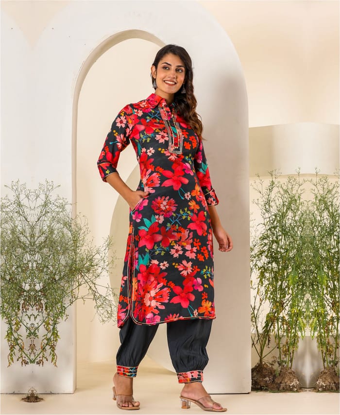 Muslin Afghani Printed Set