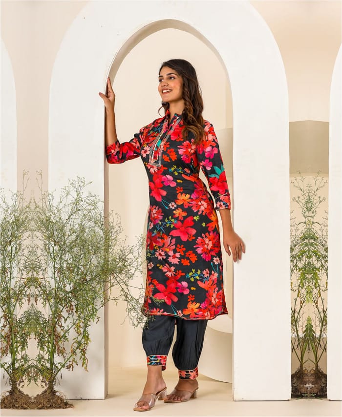 Muslin Afghani Printed Set