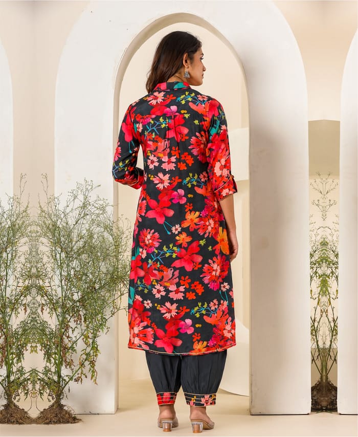 Muslin Afghani Printed Set