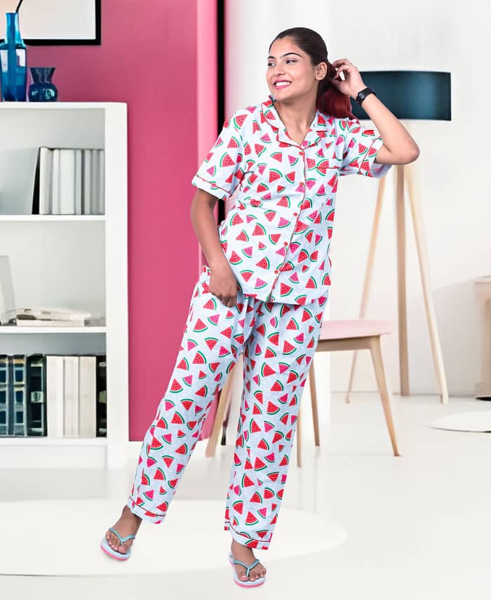 Swiss Cotton Watermelon Printed Nightwear