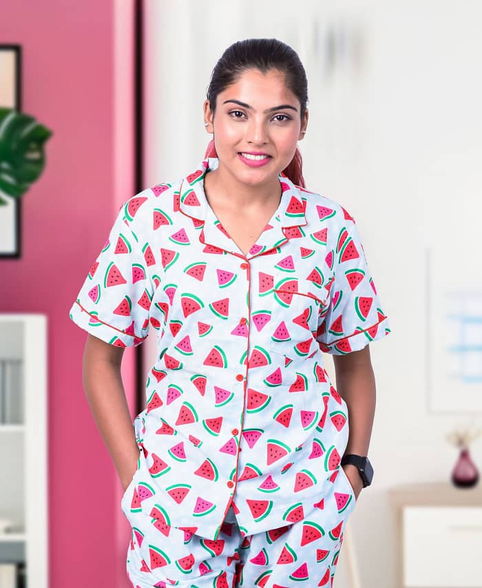 Swiss Cotton Watermelon Printed Nightwear