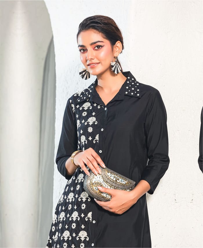 Black Co-ord Set With Thread Work