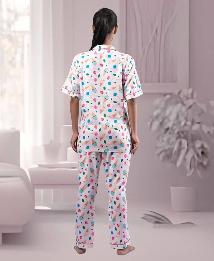 Swiss Cotton Ice Cream Printed Nightwear