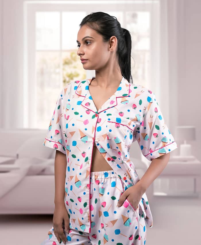 Swiss Cotton Ice Cream Printed Nightwear