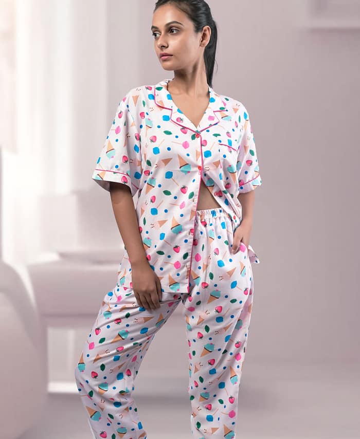 Swiss Cotton Ice Cream Printed Nightwear