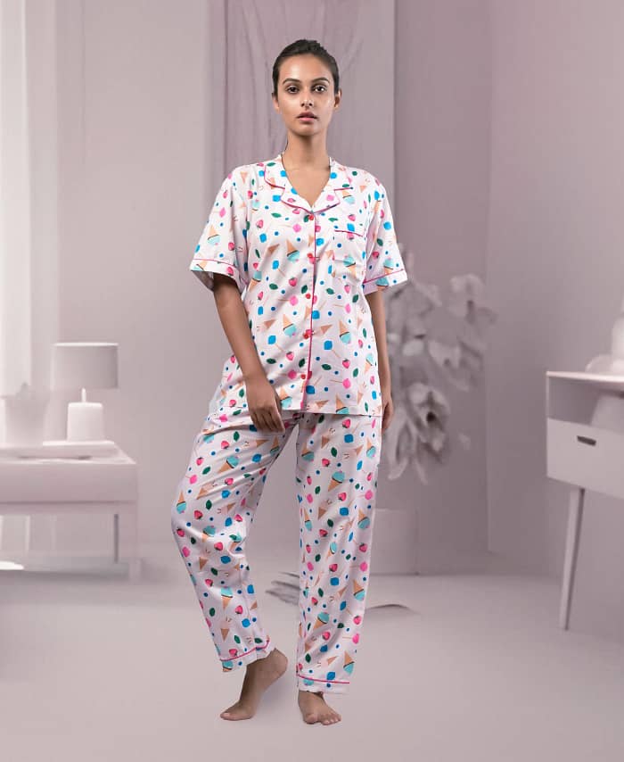 Swiss Cotton Ice Cream Printed Nightwear