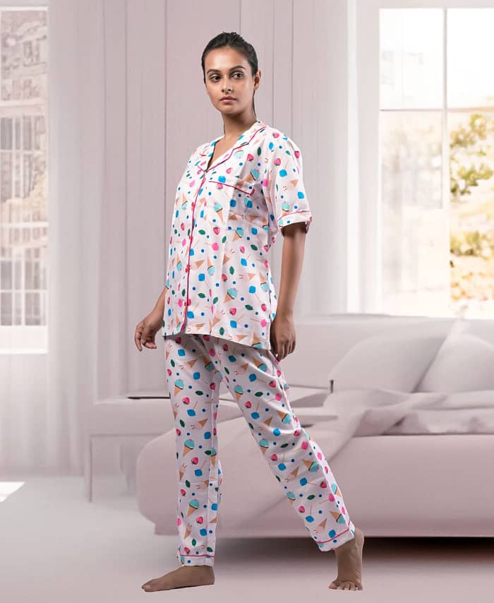 Swiss Cotton Ice Cream Printed Nightwear