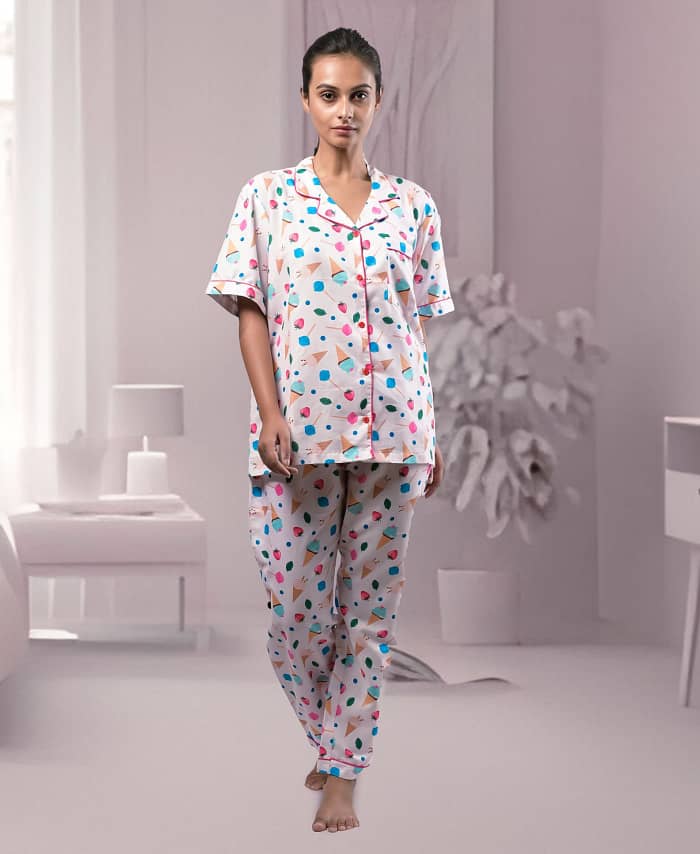 Swiss Cotton Ice Cream Printed Nightwear