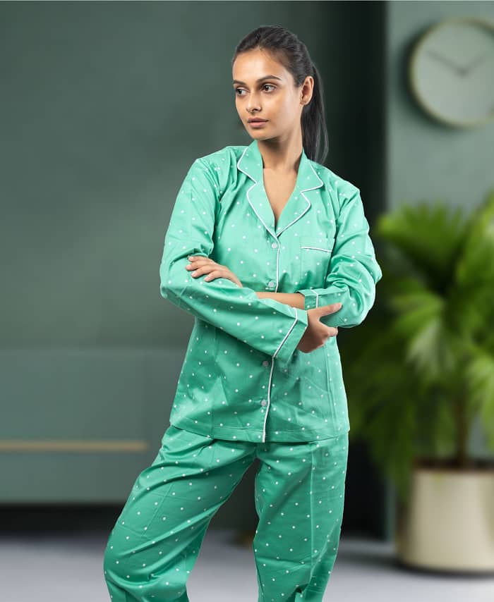 Pure Cotton Polka Dot Nightwear
