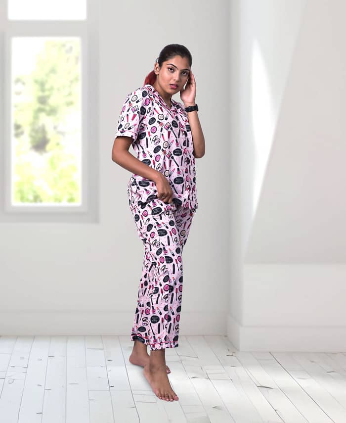 Swiss Cotton Makeup n Wakeup Designer Nightwear